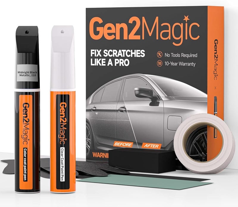 Gen2Magic Attitude/Midnight Black Metallic Touch Up Paint Pen Kit for Toyota [Clear Coat Included], 218 Color Match, Easy Scratch Repair for Toyota RAV4 Camry Corolla Tacoma Highlander 4Runner & More - Image 1